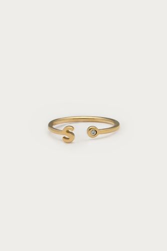 Buchstaben-Ring mit Stein | - My jewellery - Modalova