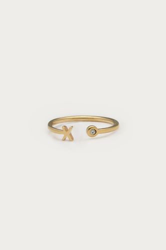 Buchstaben-Ring mit Stein | - My jewellery - Modalova