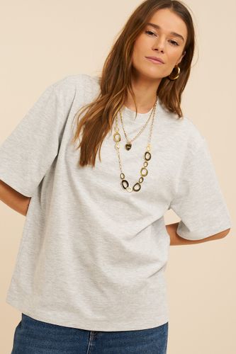 Hellgraues Oversize Basic-T-Shirt | - My jewellery - Modalova