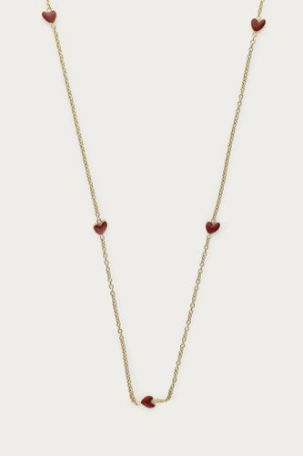 Lange minimalistische Kette mit roten Herzchen | - My jewellery - Modalova
