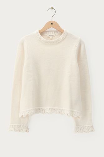 Weißer Pullover mit Häkelsaum | - My jewellery - Modalova