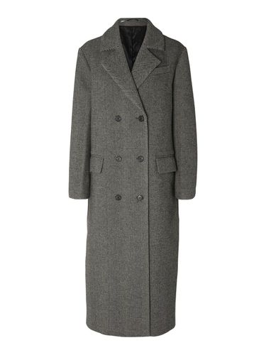 Double-breasted Herringbone Coat - Selected - Modalova