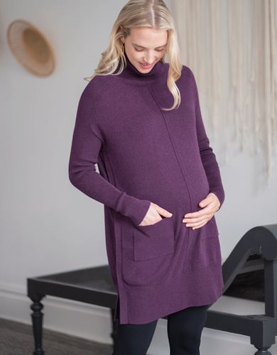 Plum Cotton Knit Maternity & Nursing Tunic - Seraphine - Modalova