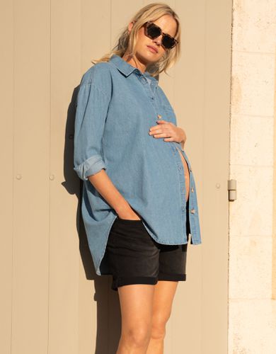 Denim Curved Hem Maternity Shirt - Seraphine - Modalova