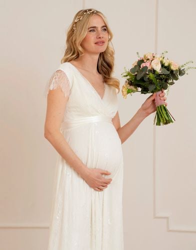 Long Lace V Neck Maternity Bridal Gown - Seraphine - Modalova