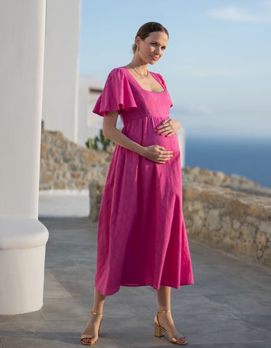 Fuchsia Pink Cotton Broderie Maternity & Nursing Dress - Seraphine - Modalova