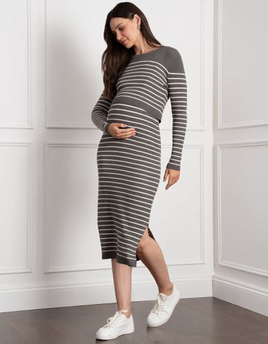 Crew Neck Layered Knit Maternity & Nursing Dress - Seraphine - Modalova