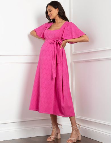 Fuchsia Pink Cotton Broderie Maternity & Nursing Dress - Seraphine - Modalova