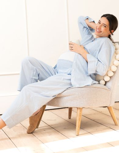 Fine Stripe Full-Length Cotton Pyjama Maternity-To-Nursing Set - Seraphine - Modalova