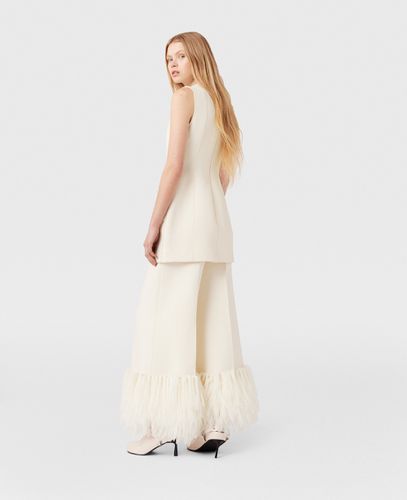 Hose mit weitem Bein, Federn und hoher Taille, Frau, , Größe: 42 - Stella McCartney - Modalova