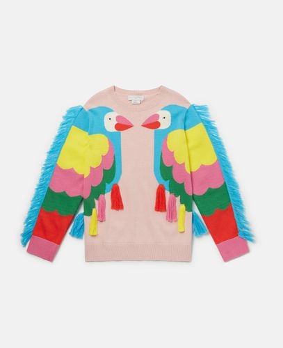 Double Parrot Intarsia Knit Fringed Jumper, , Size: 14 - Stella McCartney - Modalova