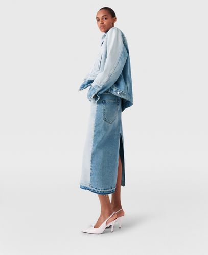 Gonna in Denim con Pannello a Contrasto, Donna, , Taglia: M - Stella McCartney - Modalova