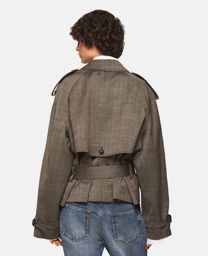 Cropped Checked Wool Trench Jacket, Woman, , Size: 36 - Stella McCartney - Modalova