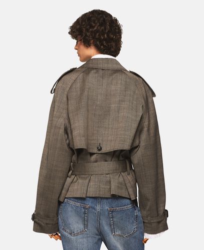 Cropped Pinstripe Wool Trench Jacket, Woman, , Size: 38 - Stella McCartney - Modalova