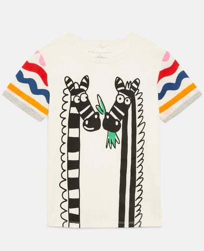 T-shirt in cotone con stampa zebre, Donna, , Taglia: 12 - Stella McCartney - Modalova