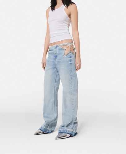 Jeans a gamba larga con stelle e strass, Donna, , Taglia: 27 - Stella McCartney - Modalova