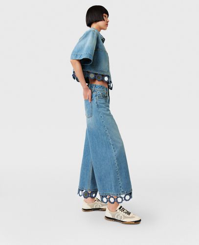 Jeans a Gamba Larga Uncinetto con Specchi, Donna, , Taglia: 31 - Stella McCartney - Modalova