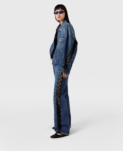 Giacca in Denim con Inserti in Pizzo, Donna, , Taglia: L - Stella McCartney - Modalova