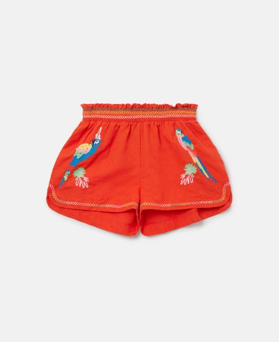 Parrot Embroidery Linen Shorts, , Size: 14h - Stella McCartney - Modalova