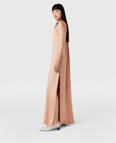 Maxi Abito in Satin con Collo Incrociato con Catena, Donna, , Taglia: 44 - Stella McCartney - Modalova