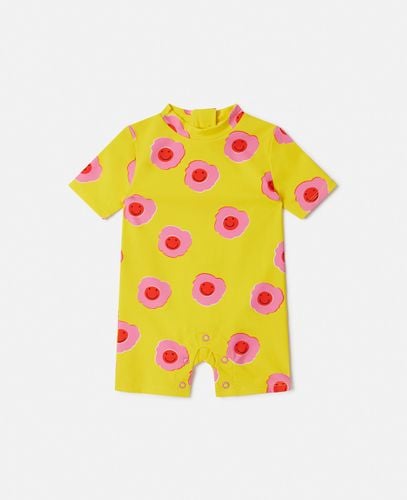 Costume da Bagno Intero con Stampa Fiore Grafico e Balze, , Taglia: 12m - Stella McCartney - Modalova