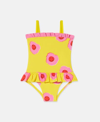 Costume da Bagno con Stampa Floreale Grafica e Orlo a Balze, , Taglia: 18m - Stella McCartney - Modalova