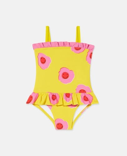 Costume da Bagno con Stampa Floreale Grafica e Orlo a Balze, , Taglia: 36m - Stella McCartney - Modalova