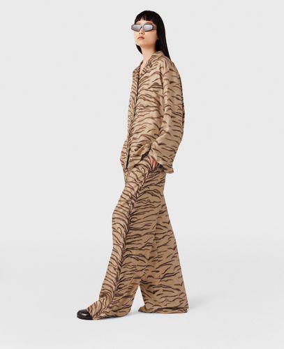 Hose mit weitem Bein, hoher Taille und Tiger Print, Frau, , Größe: 42 - Stella McCartney - Modalova