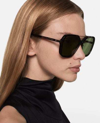 Quadratische Oversize-Sonnenbrille mit Metallsteg, Frau - Stella McCartney - Modalova