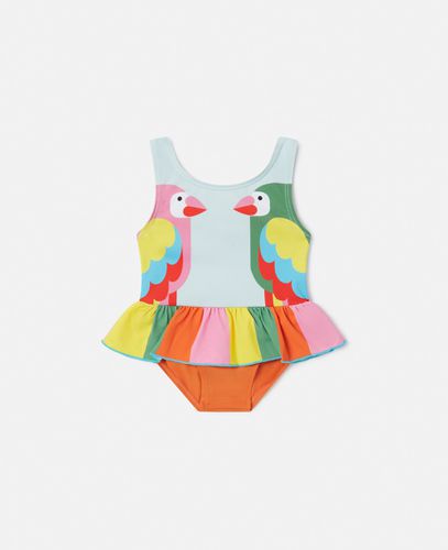 Double Parrot Print Frill Swimsuit, , Size: 6m - Stella McCartney - Modalova