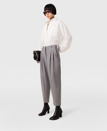 Pantaloni in Lana a Pieghe con Vita Alta, Donna, , Taglia: 38 - Stella McCartney - Modalova