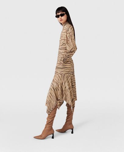 Midikleid mit Puffaermeln und Tiger Print, Frau, , Größe: M - Stella McCartney - Modalova