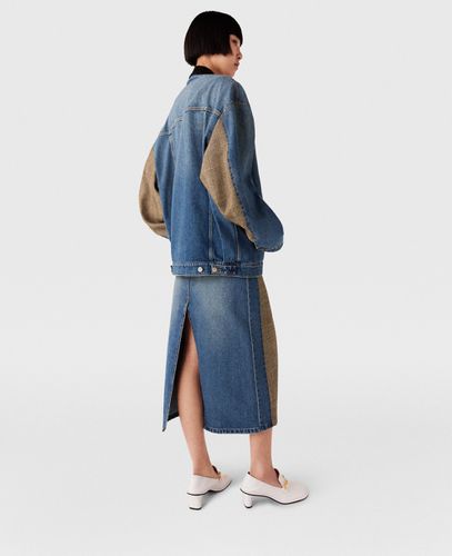 Giacca Boxy in Denim con Pannelli Ibridi, Donna, , Taglia: M - Stella McCartney - Modalova