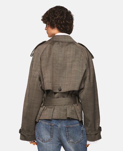 Cropped Pinstripe Wool Trench Jacket, Woman, , Size: 40 - Stella McCartney - Modalova