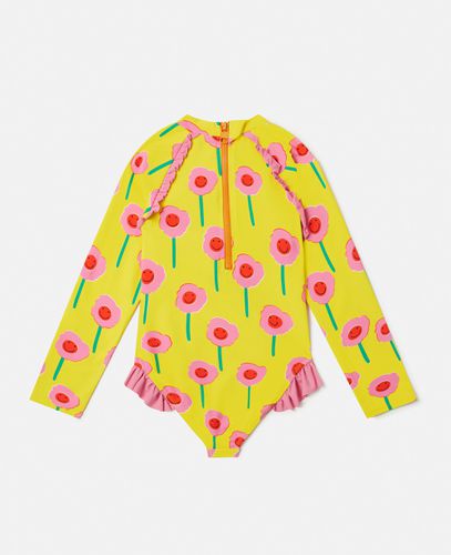 Costume da Bagno a Maniche Lunghe con Stampa Floreale Grafica e Volant, , Taglia: 14 - Stella McCartney - Modalova