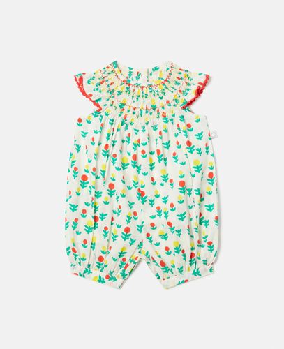 Dreamy Flower Print Smocked Romper, , Size: 9m - Stella McCartney - Modalova