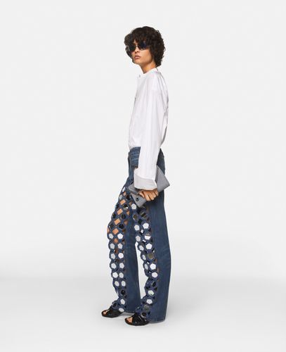 Mirror-Embellished High-Rise Denim Jeans, Woman, , Size: 26 - Stella McCartney - Modalova