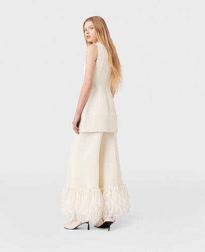 Hose mit weitem Bein, Federn und hoher Taille, Frau, , Größe: 38 - Stella McCartney - Modalova