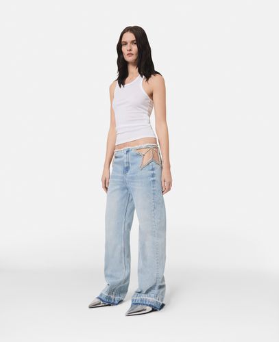 Jeans mit weitem Hosenbein und Strasssternen, Frau, , Größe: 25 - Stella McCartney - Modalova