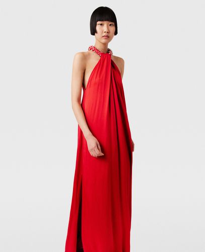 Maxikleid aus Satin mit Kristallen und Neckholder, Frau, , Größe: 36 - Stella McCartney - Modalova