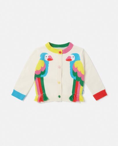 Double Parrot Intarsia Knit Fringed Cardigan, , Size: 18m - Stella McCartney - Modalova