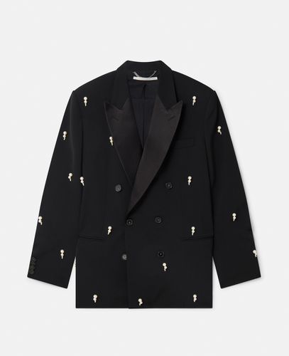 Blazer Doppiopetto Oversize con Perle Ricamate, Donna, , Taglia: 36 - Stella McCartney - Modalova