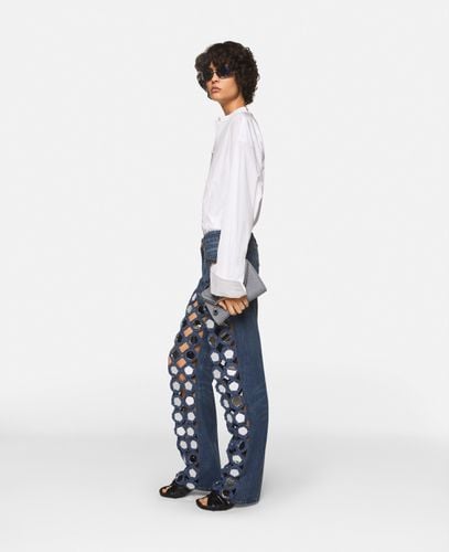 Jeans a vita alta decorati con specchietti, Donna, , Taglia: 26 - Stella McCartney - Modalova