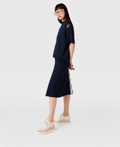 Gonna Midi a Vita Media con Inserto in Pizzo, Donna, , Taglia: L - Stella McCartney - Modalova