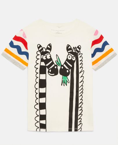 T-shirt in cotone con stampa zebre, Donna, , Taglia: 14 - Stella McCartney - Modalova