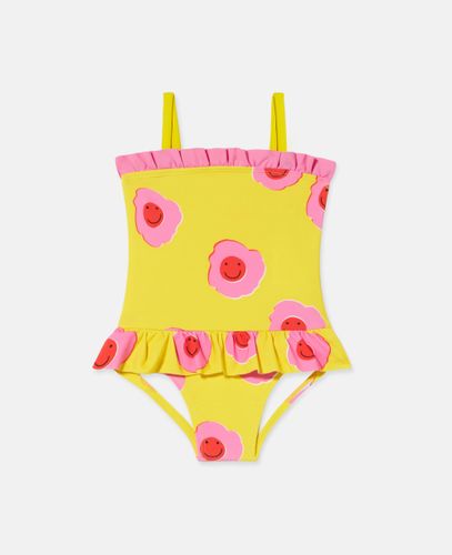 Costume da Bagno con Stampa Floreale Grafica e Orlo a Balze, , Taglia: 24m - Stella McCartney - Modalova