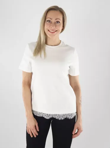 T-Shirt VMSARA METTE LACE SS T-SHIRT JRS schneeweiß - Vero moda - Modalova