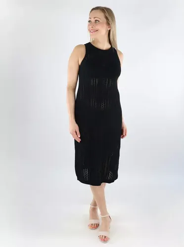 Baumwoll-Strickkleid Midi Schwarz - Pieces - Modalova