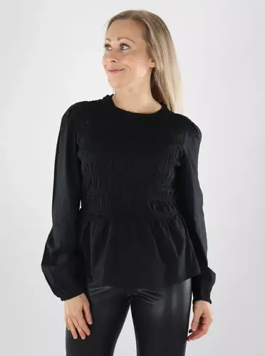 Bluse PCSMILLA LS SMOCK TOP schwarz - Pieces - Modalova