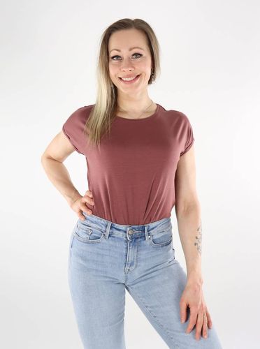 Damen T-Shirt Unifarben Rosé Braun - Vero moda - Modalova